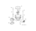 GE WCCB1030B2WW suspension, pump & drive components diagram
