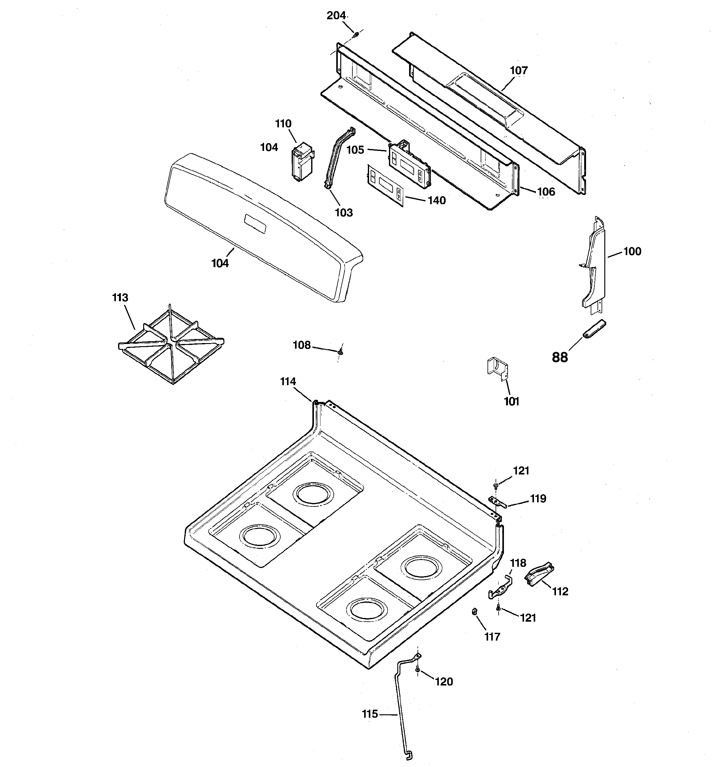 CONTROL PANEL & COOKTOP