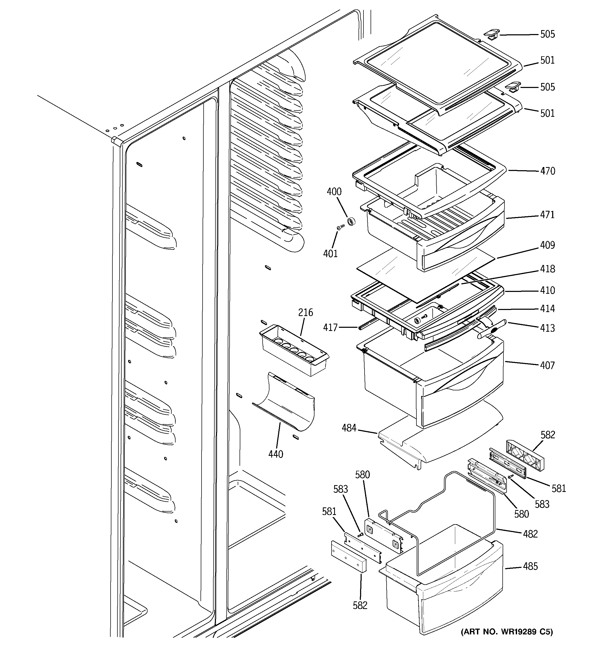 Fresh food shelves