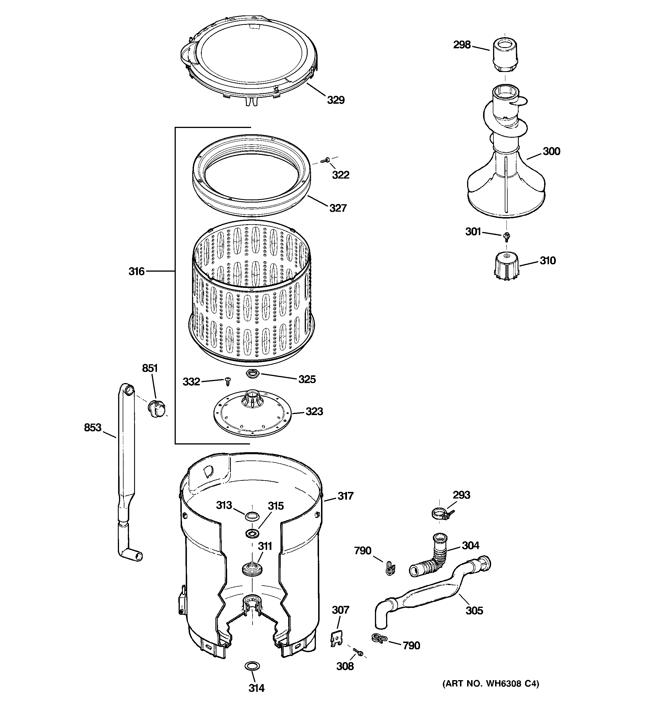 Tub, basket & agitator