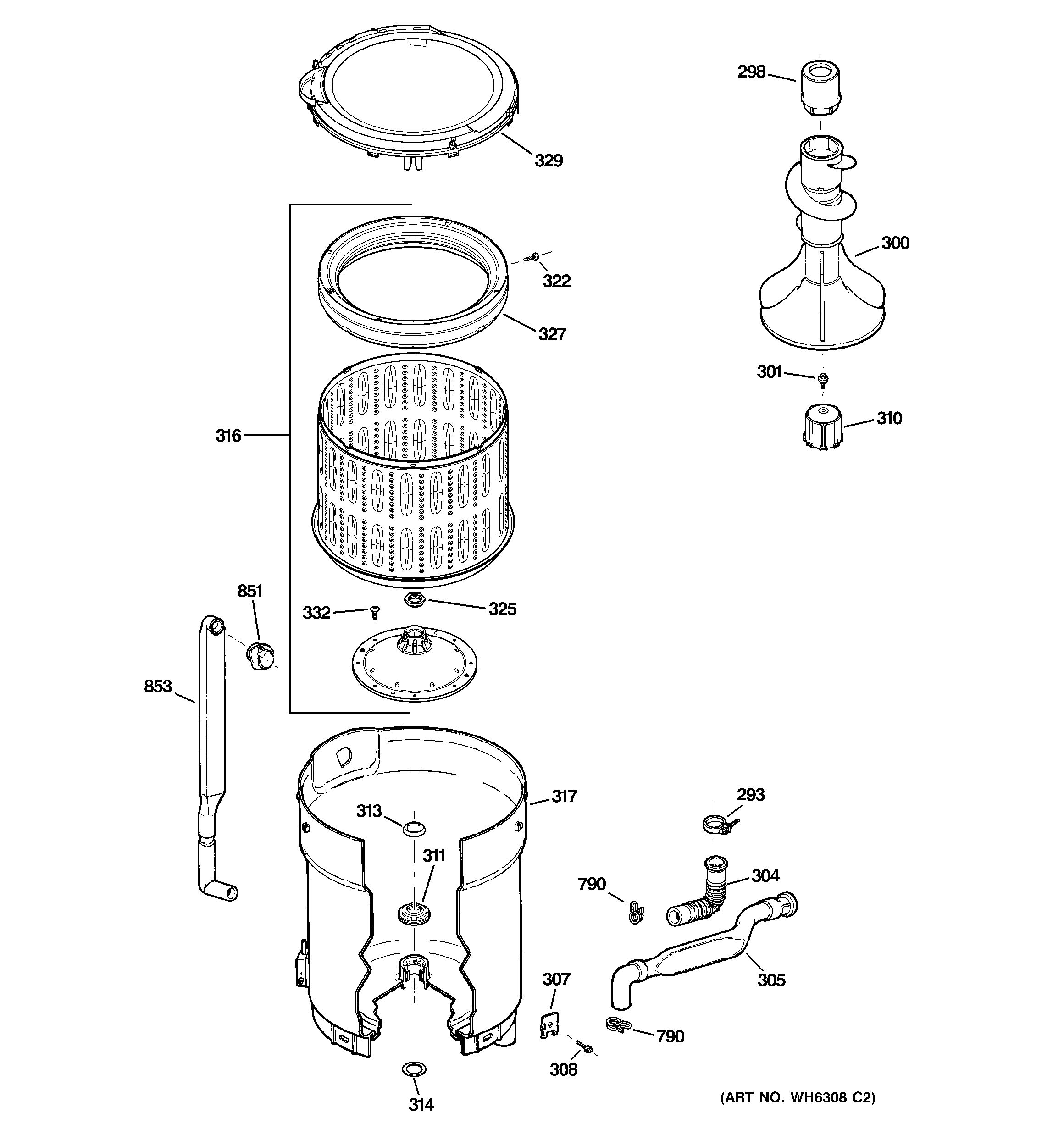 Tub, basket & agitator