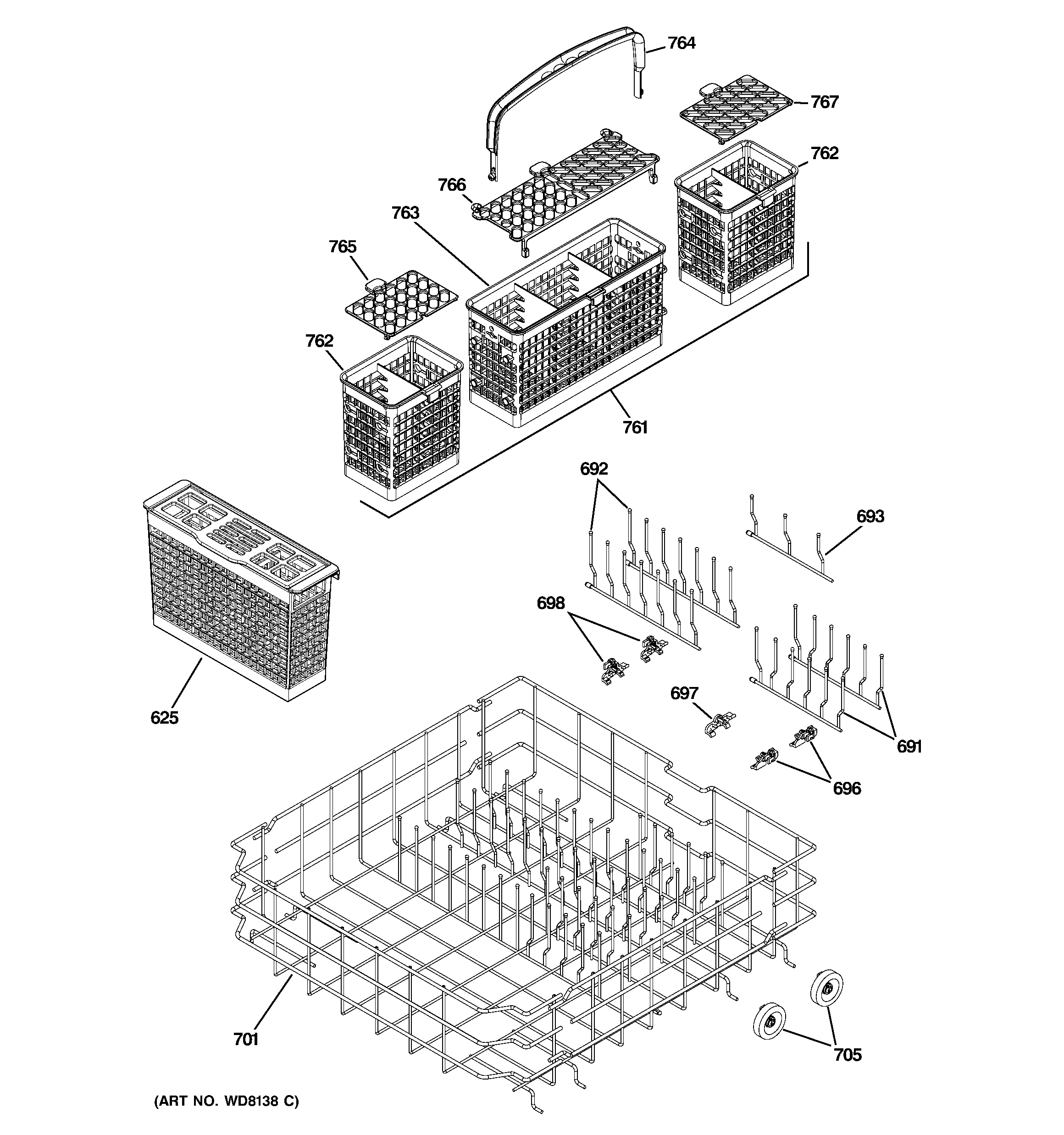 Lower rack assembly