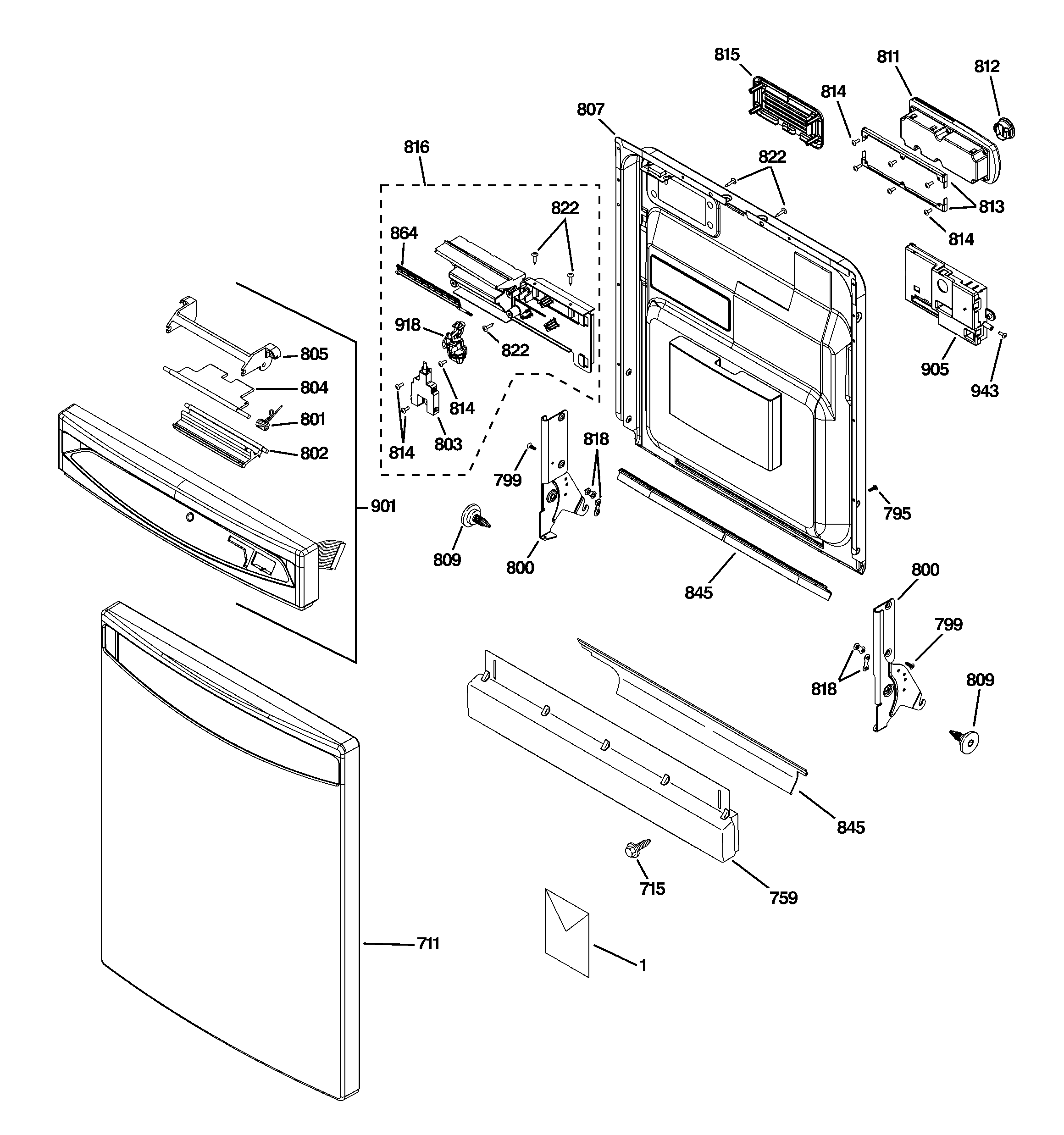 Escutcheon & door assembly