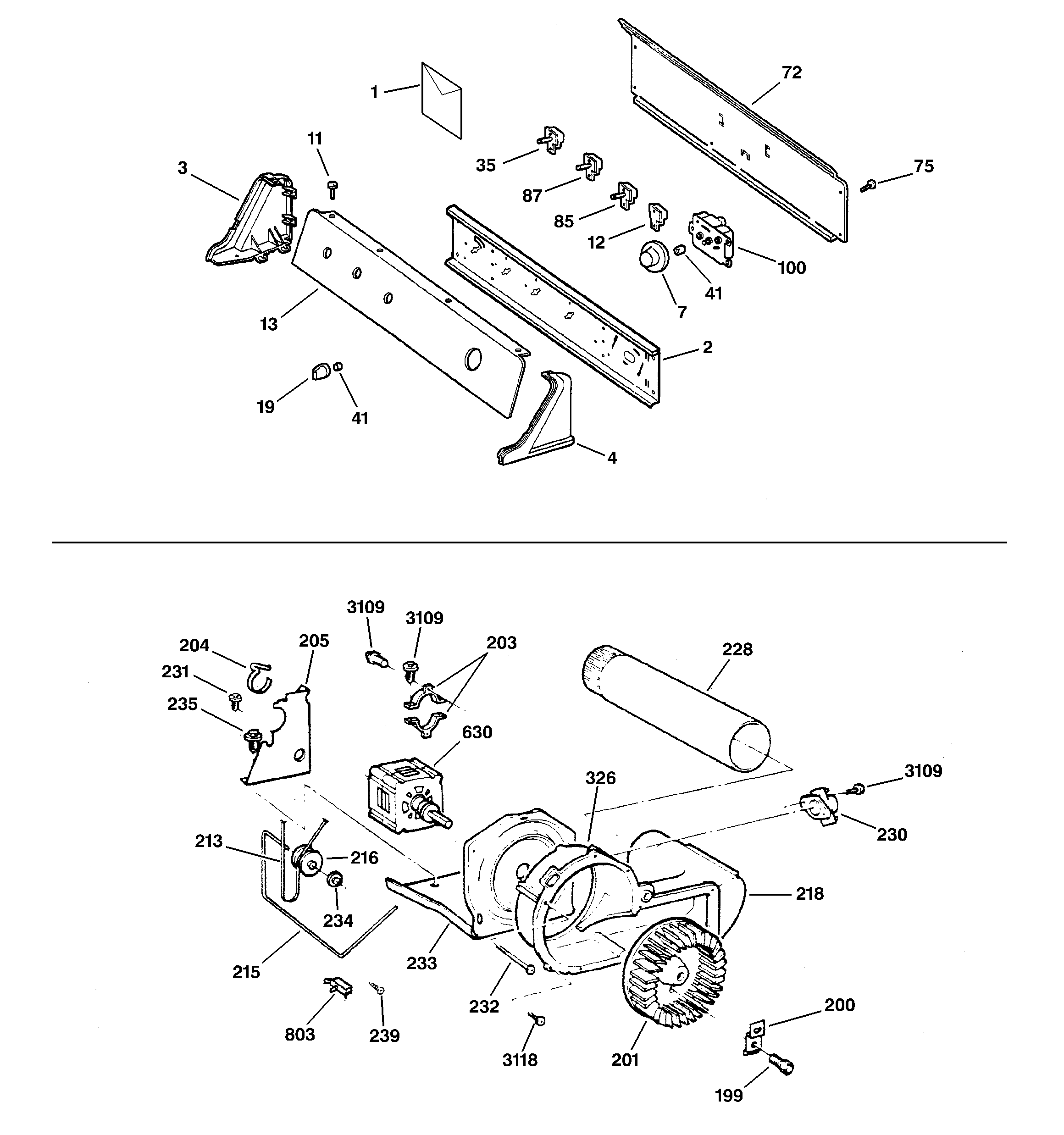 BACKSPLASH, BLOWER & MOTOR ASSEMBLY