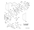 GE WSM2700DAWCC dryer upper cabinet, drum & heater diagram