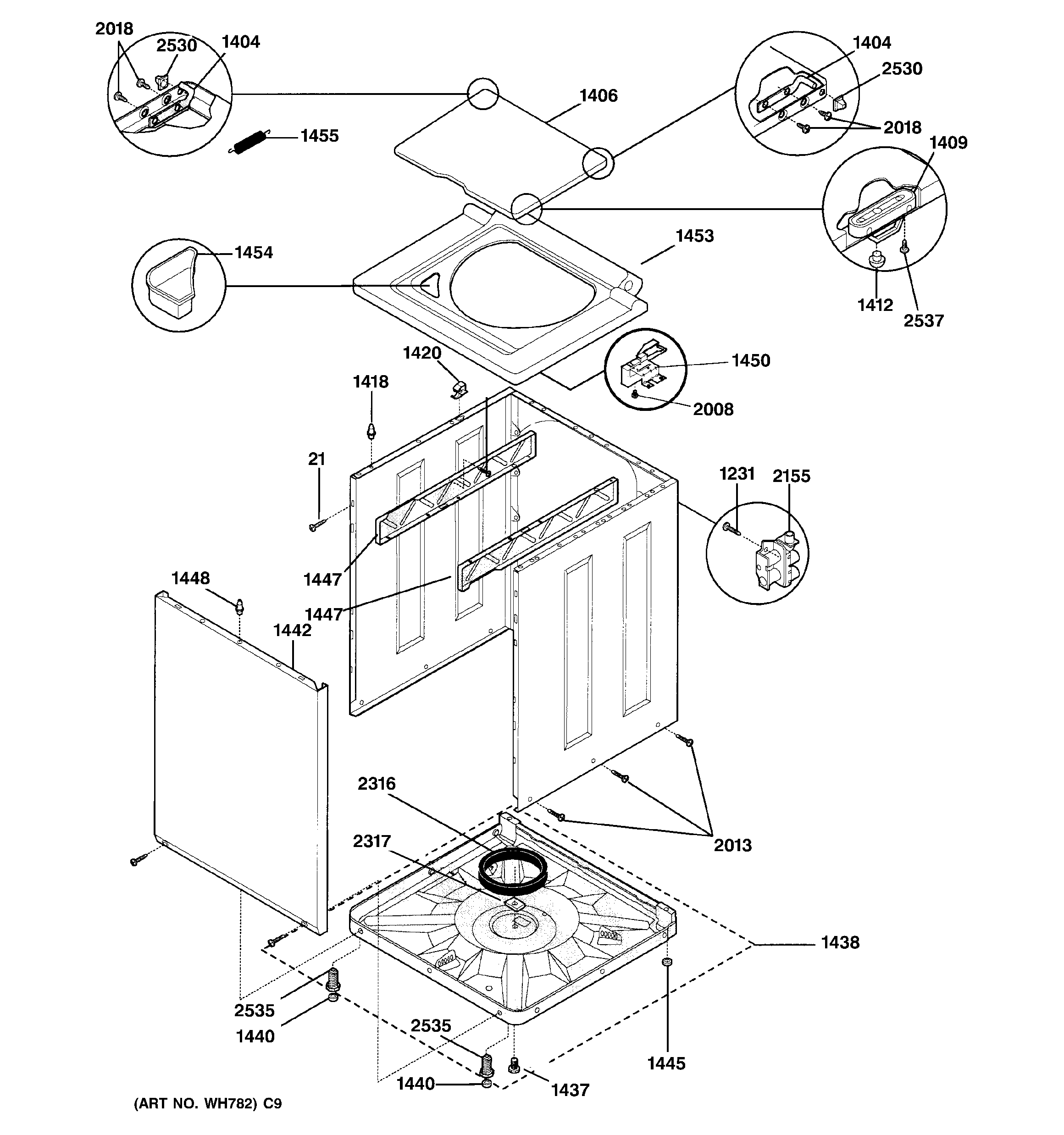 Washer lower cabinet & top