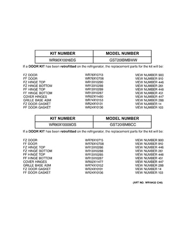 Replacement parts list
