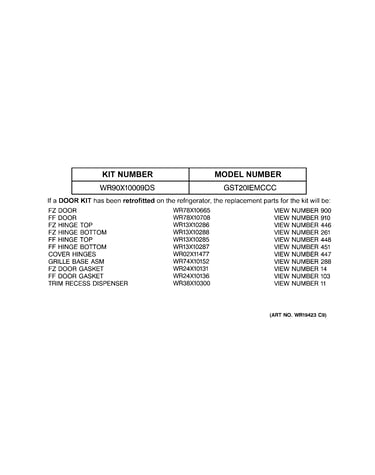 Replacement parts list