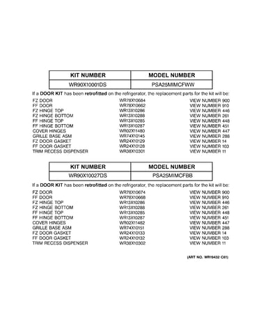 Replacement parts list