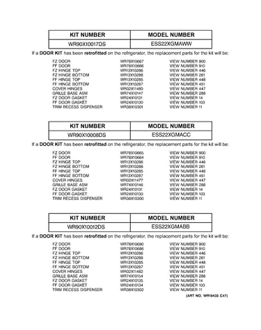 Replacement parts list