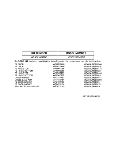Replacement parts list