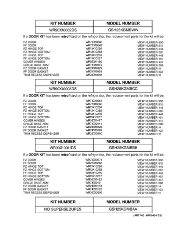 Replacement parts list