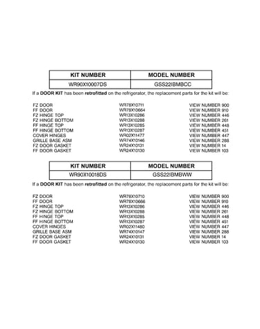 Replacement parts list