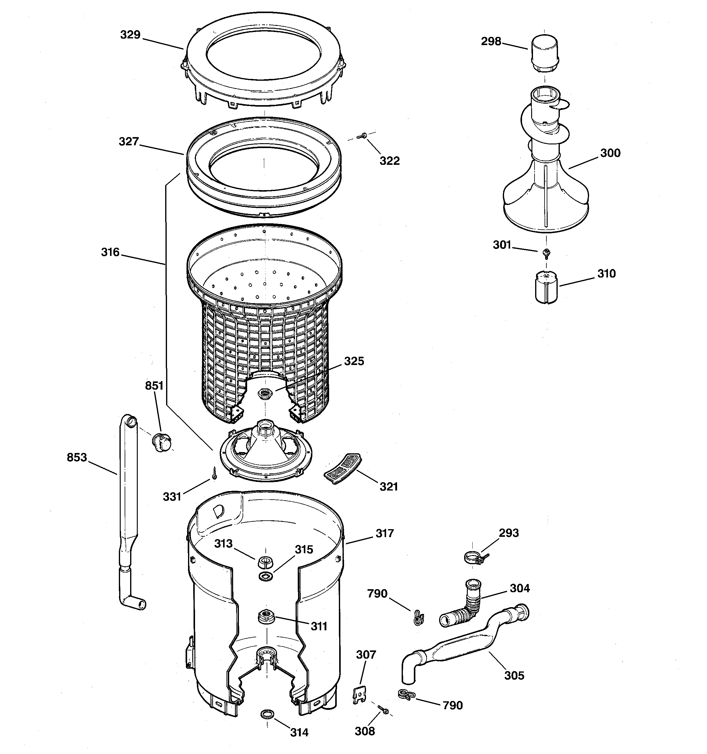 Tub, basket & agitator