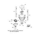 GE WWSR3090T6AA suspension, pump & drive components diagram