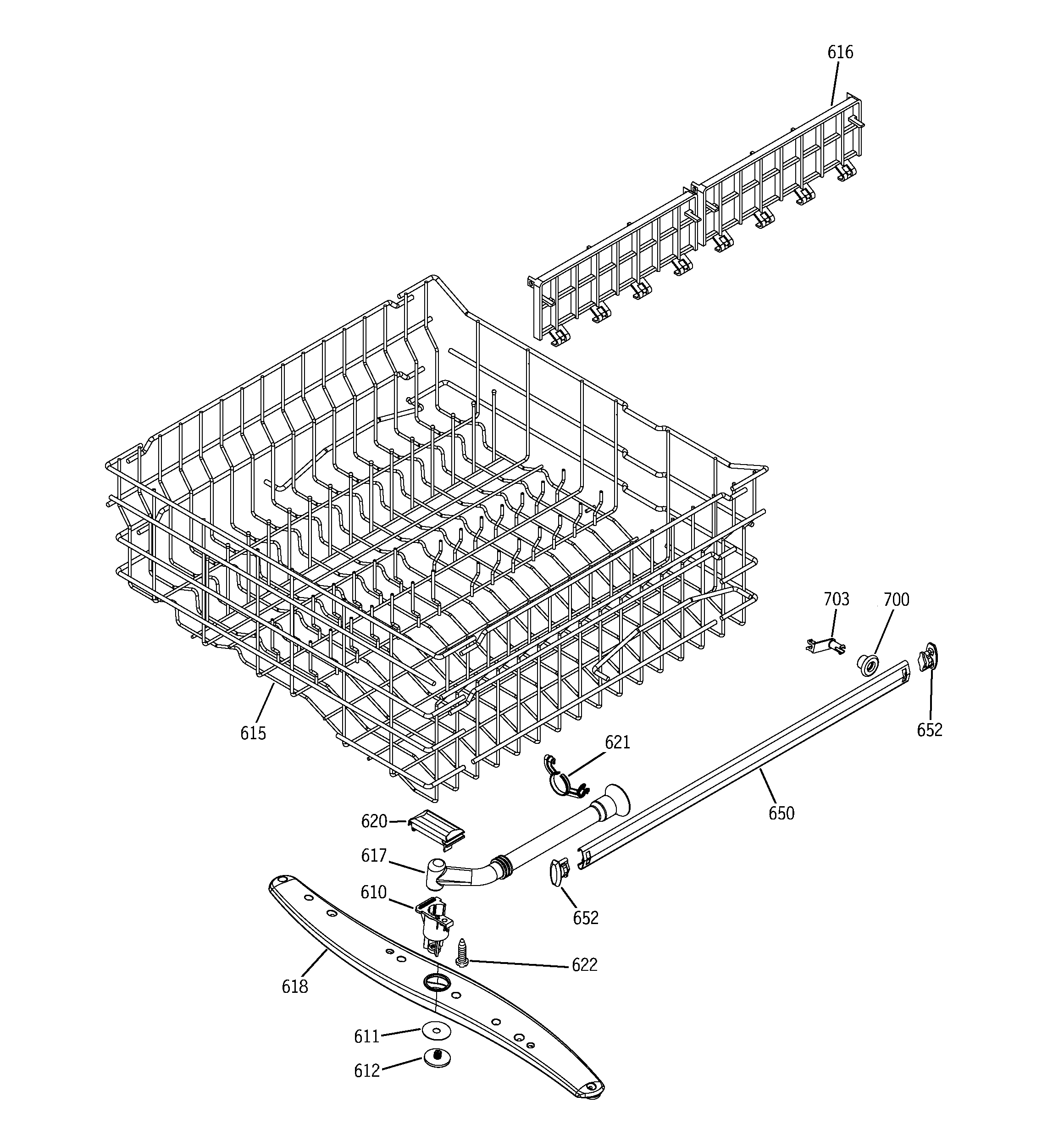Upper rack assembly