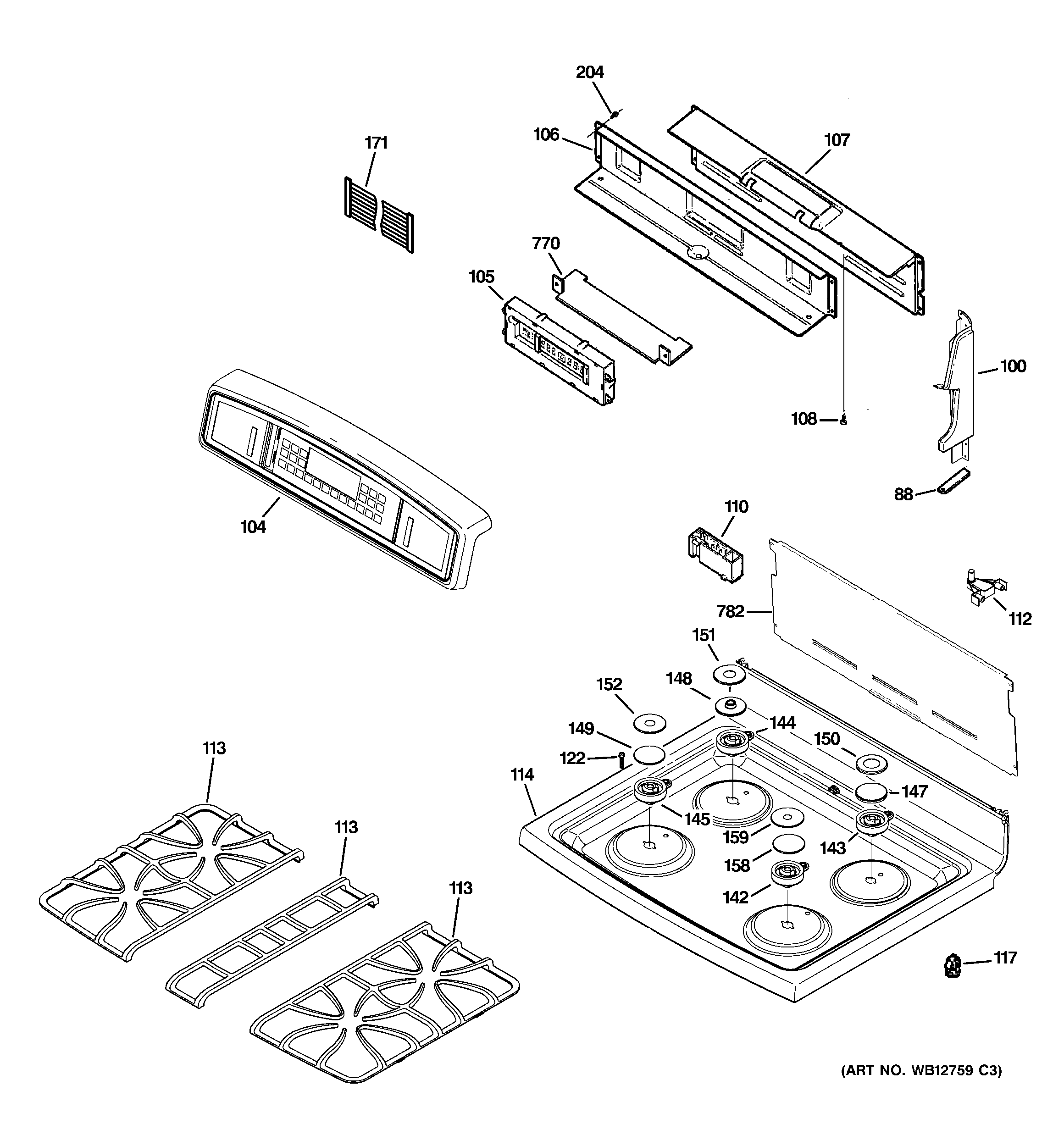 Control panel & cooktop