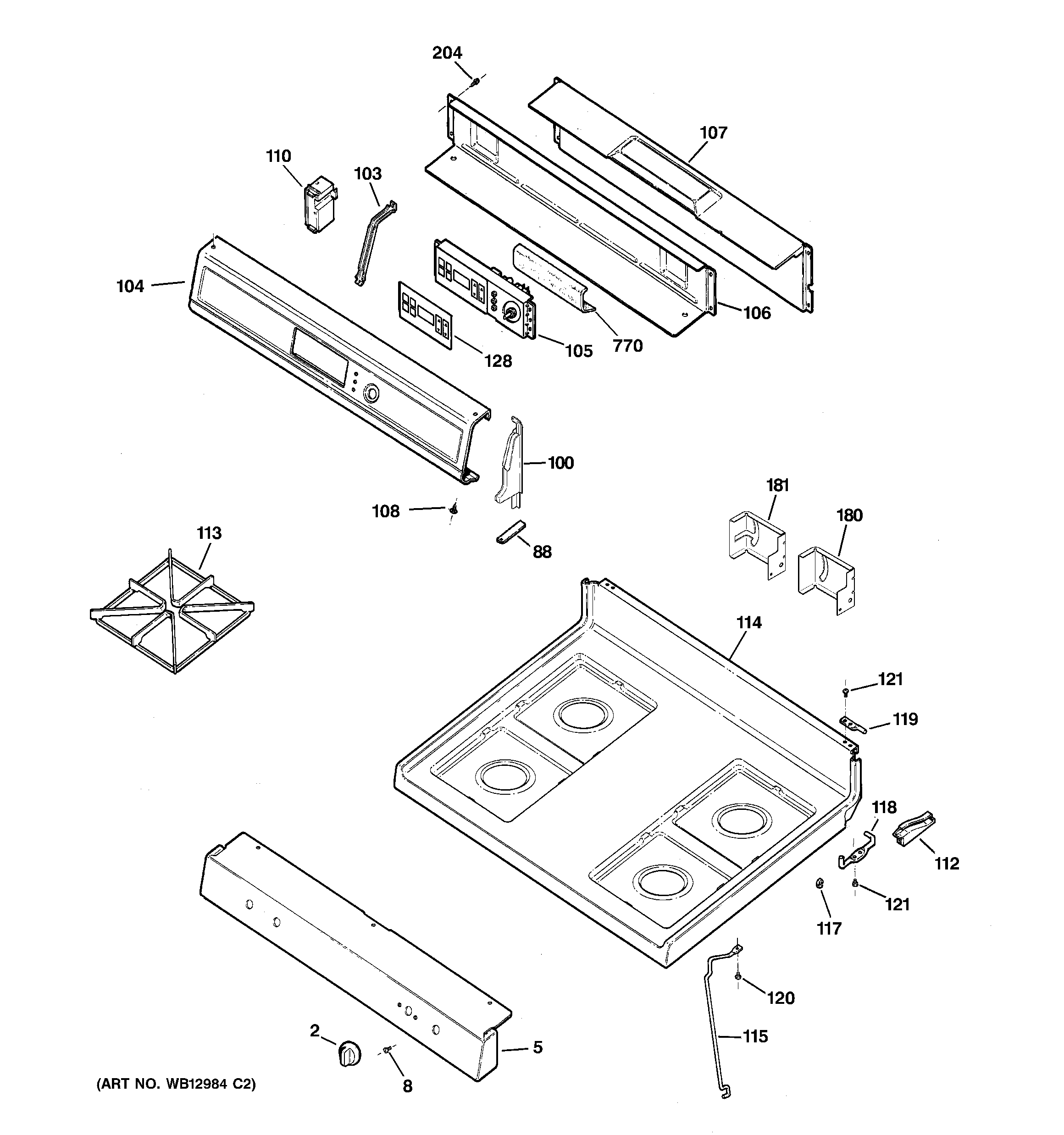 Control panel & cooktop