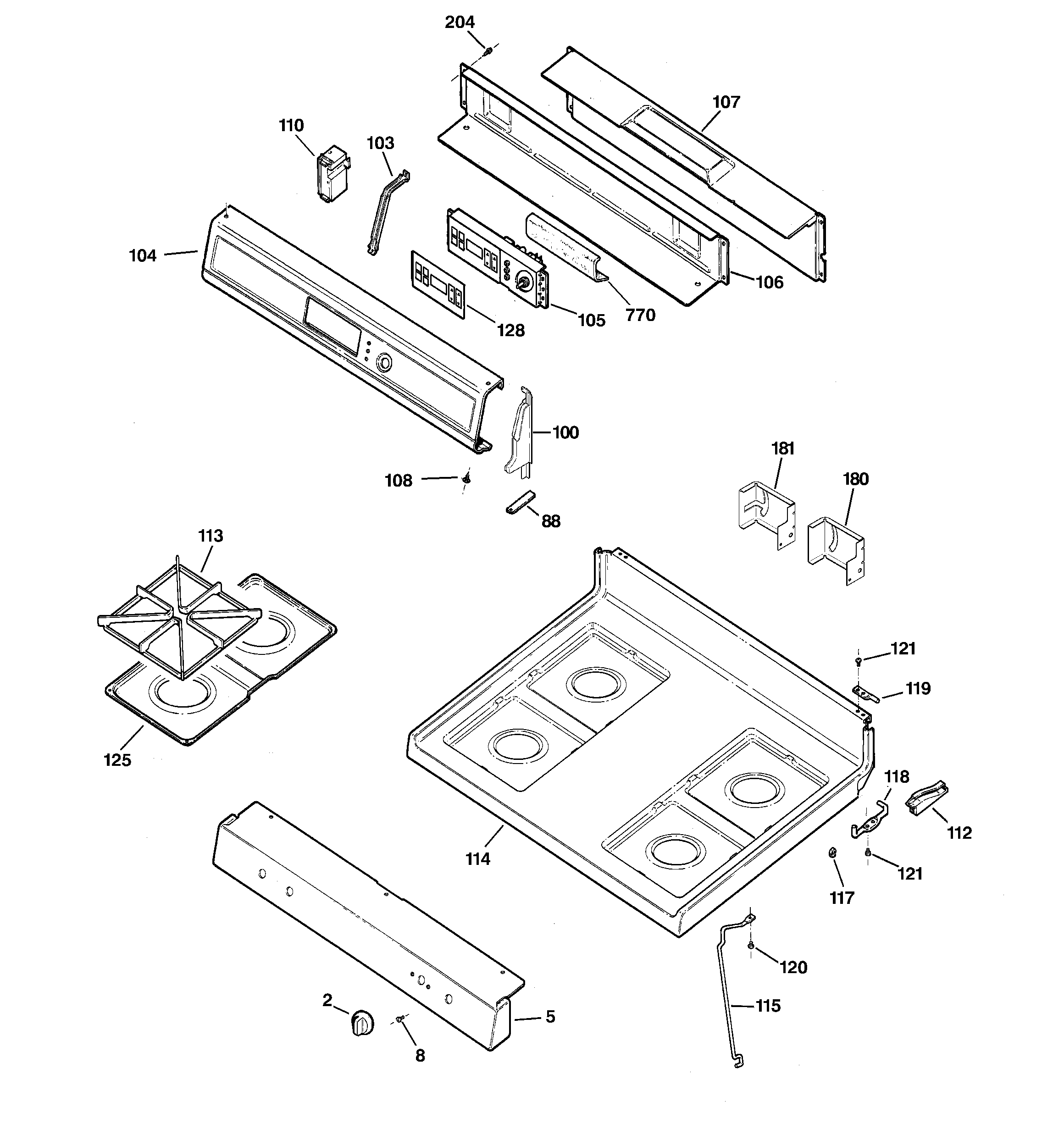 CONTROL PANEL & COOKTOP