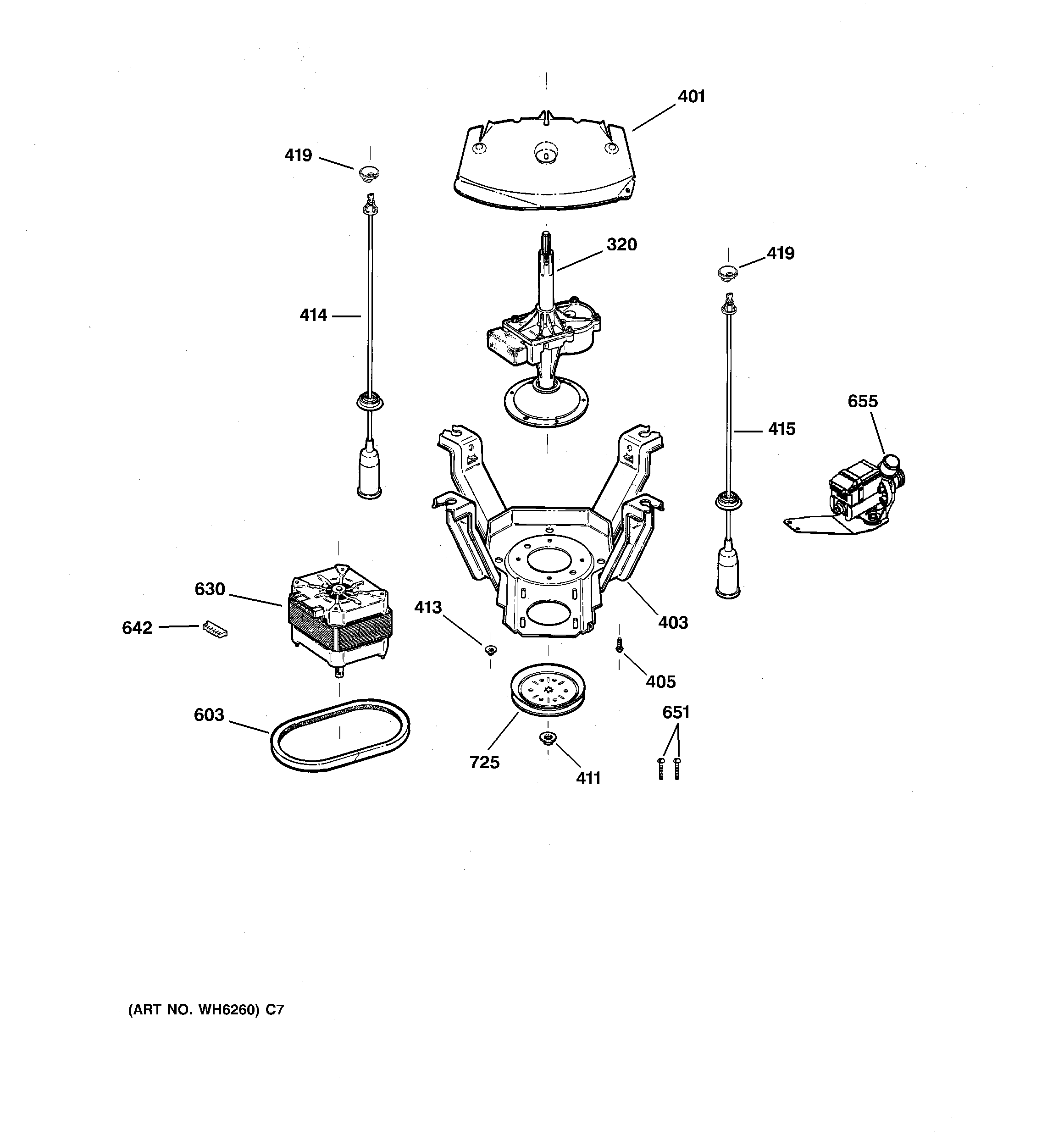 Suspension, pump & drive components