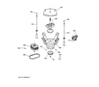 GE WJSR2070D2WW suspension, pump & drive components diagram