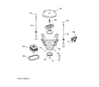 GE WJSR2070D3WW suspension, pump & drive components diagram