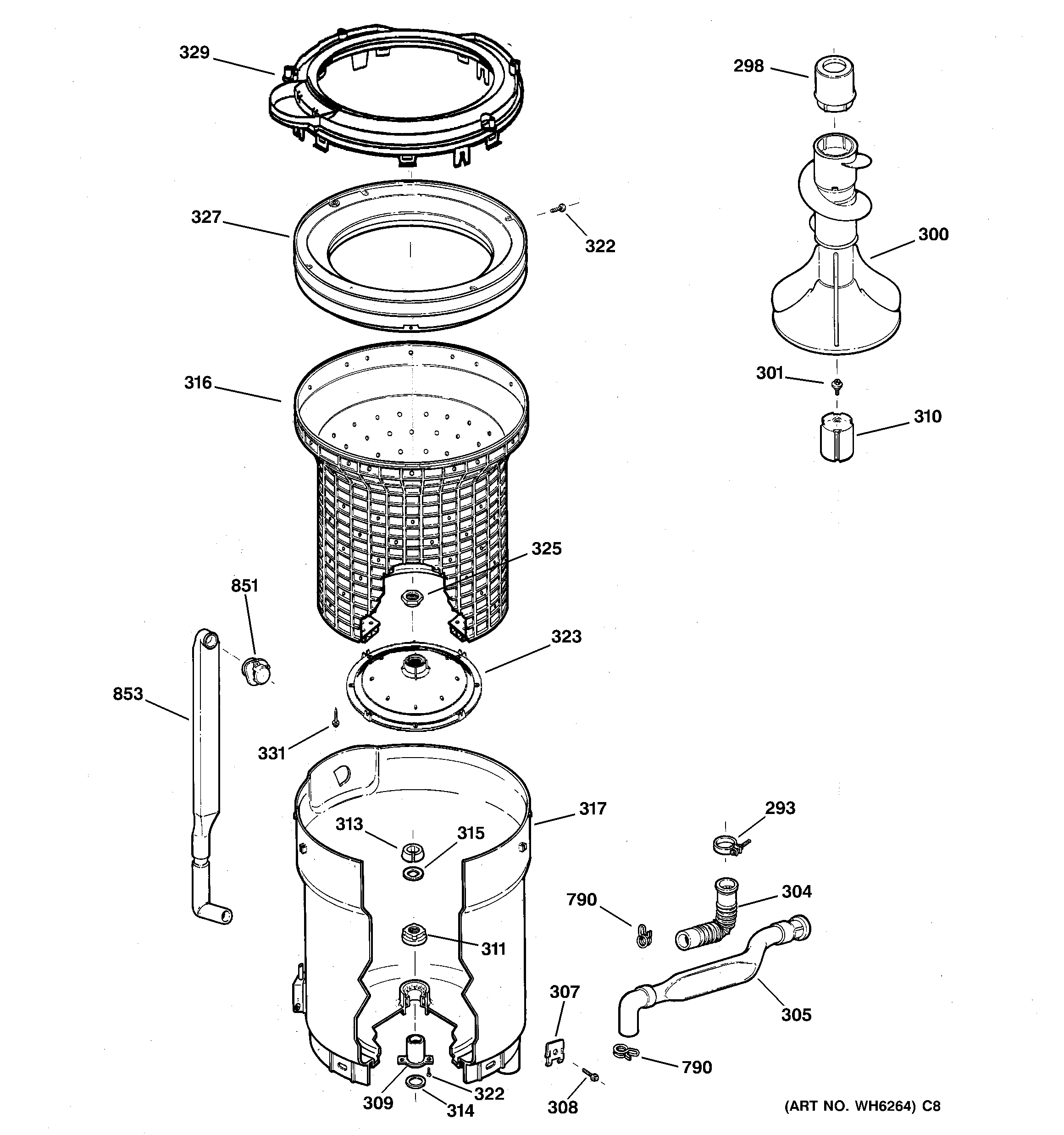 Tub, basket & agitator