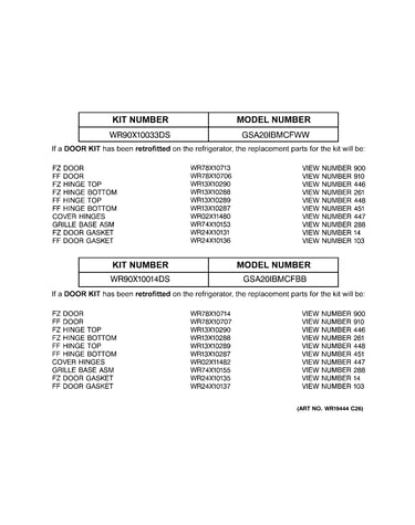 Replacement parts list