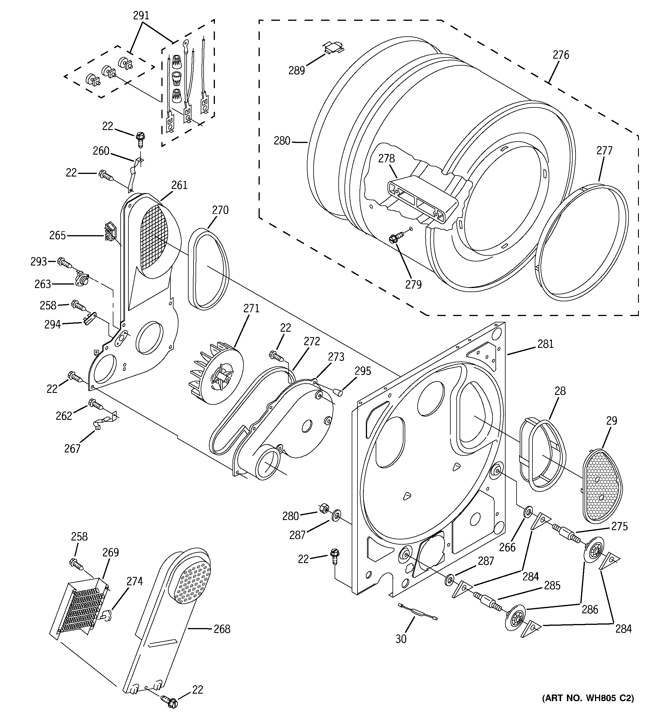 DRYER DRUM & BACK PANEL