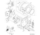 GE WSM2420D0CC dryer drum & back panel diagram