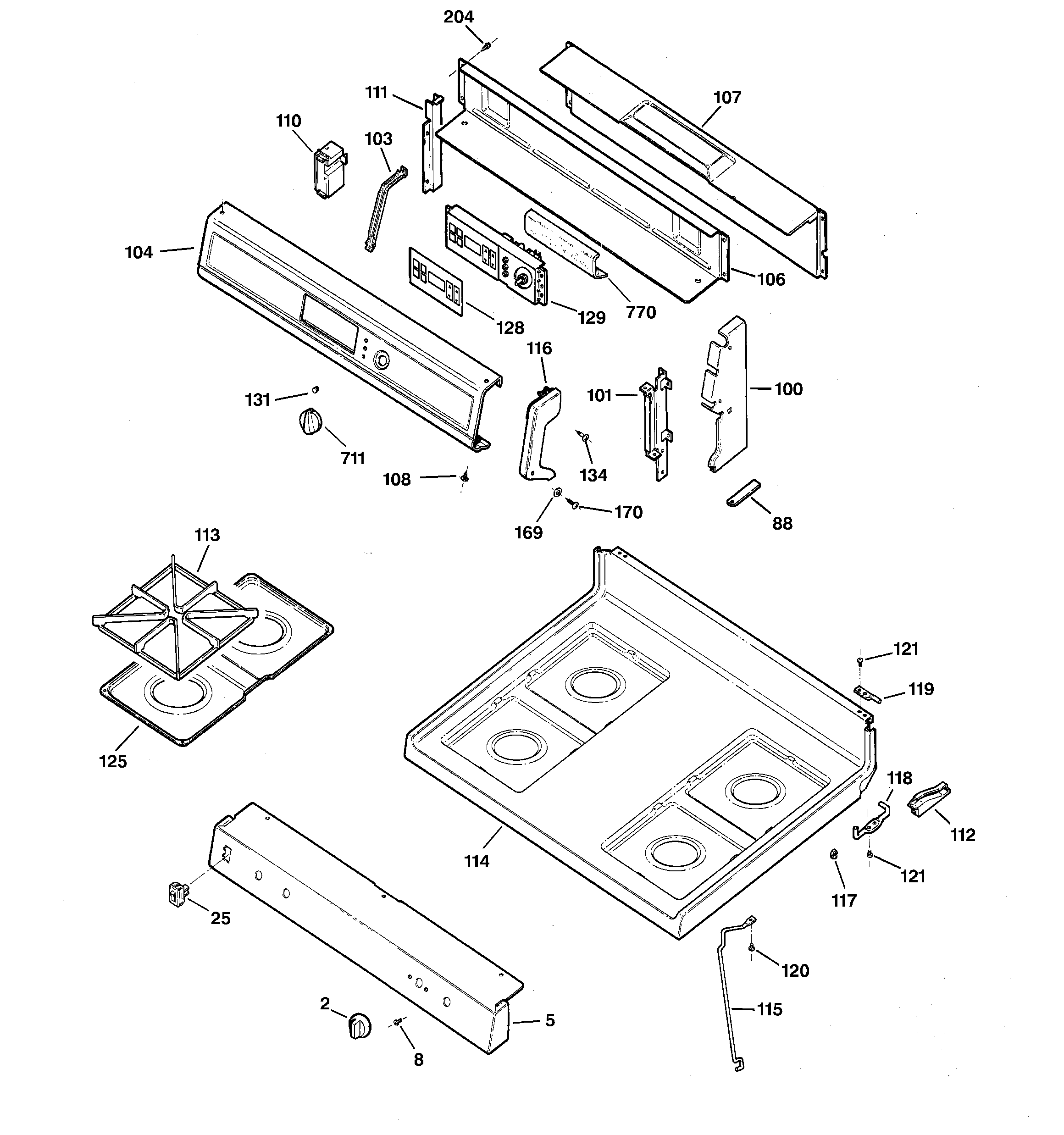 CONTROL PANEL & COOKTOP