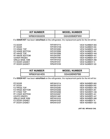 Replacement parts list