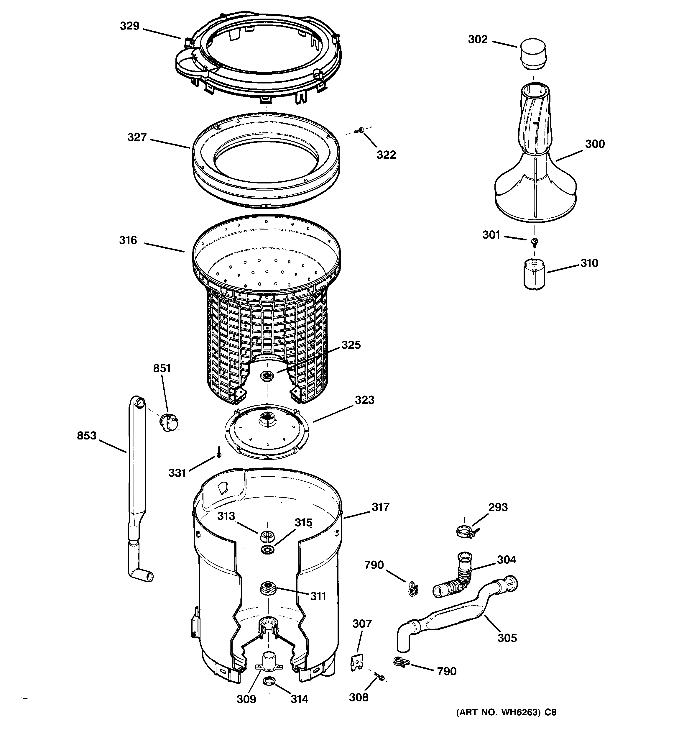 Tub, basket & agitator