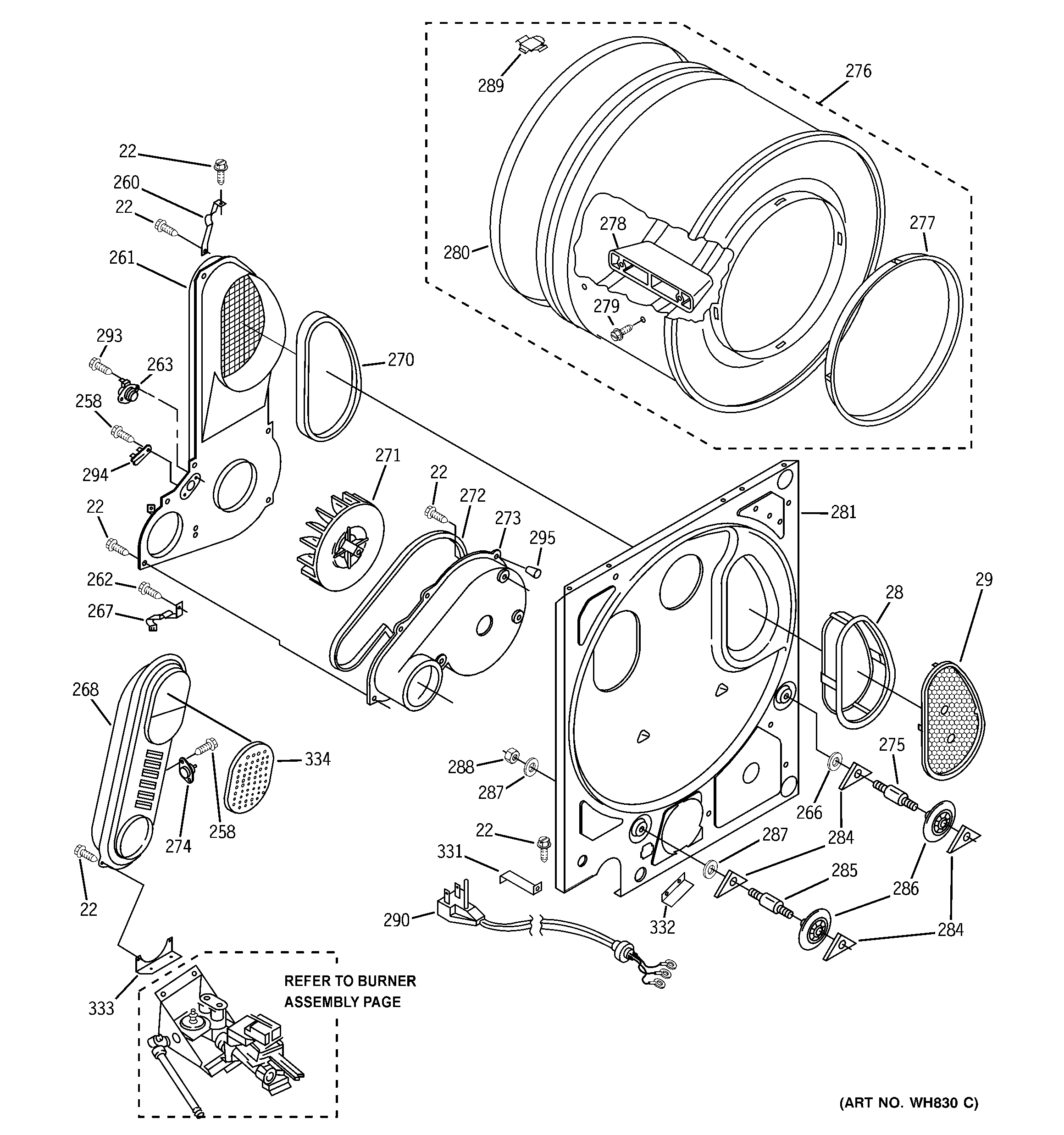 Dryer drum & back panel