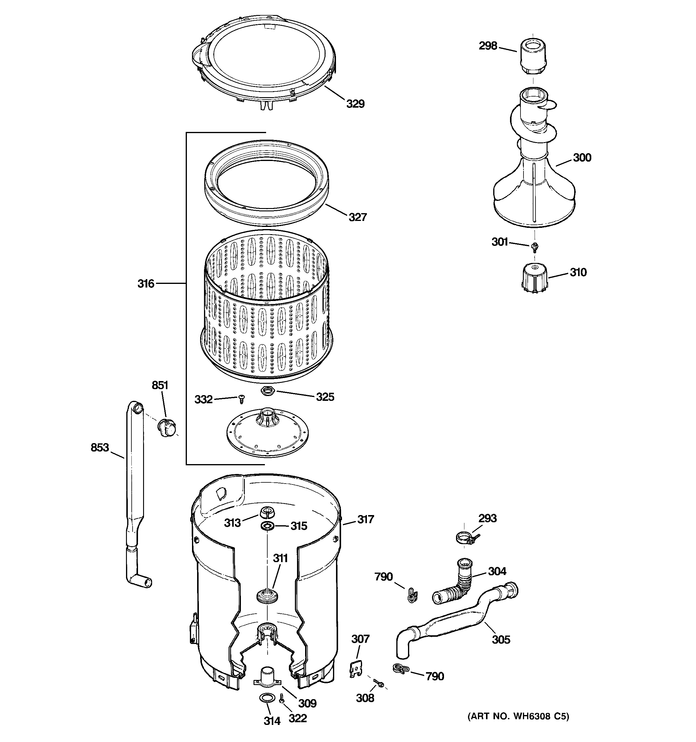 Tub, basket & agitator