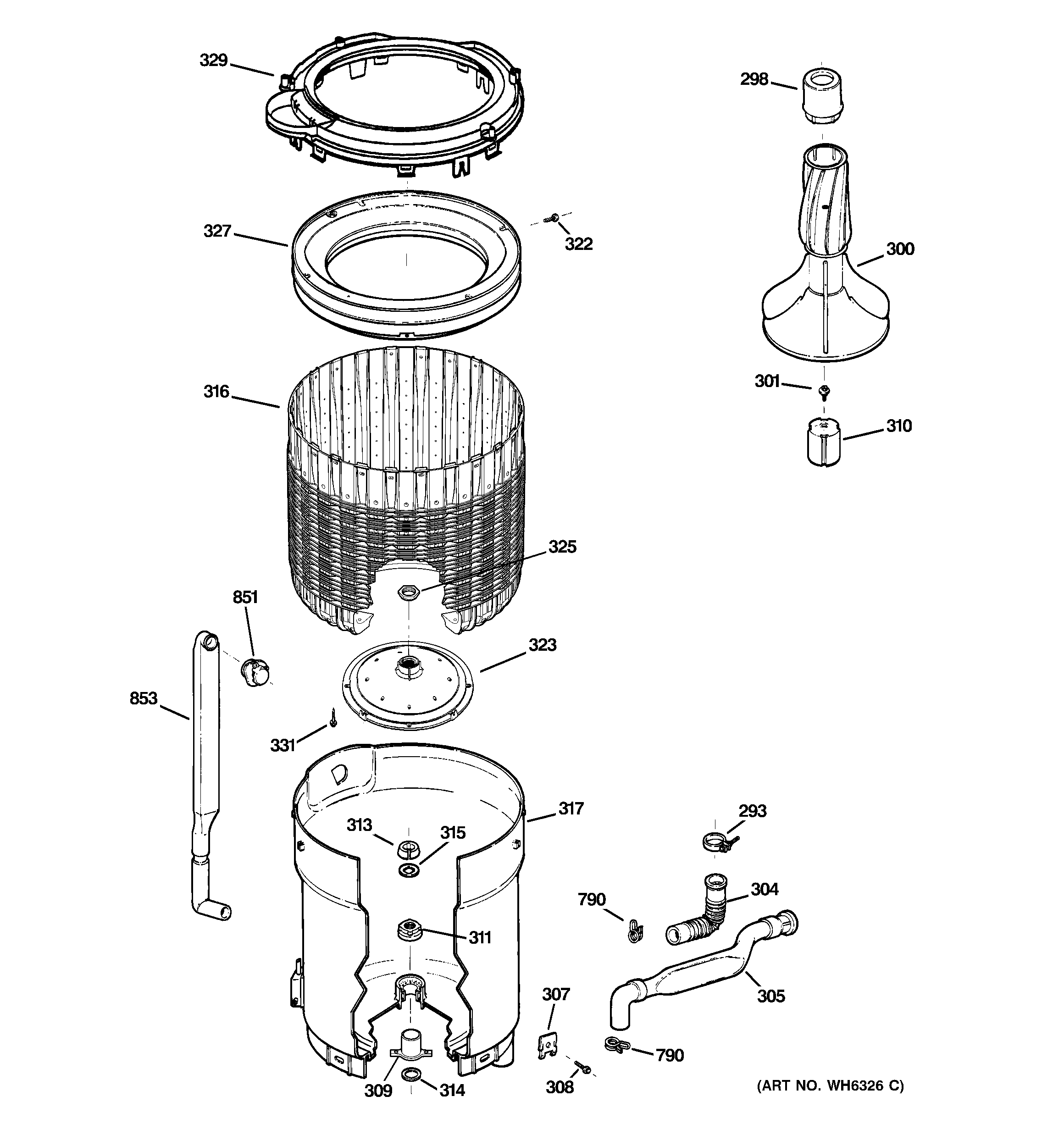 Tub, basket & agitator