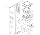 GE PSR26UHPBSS fresh food shelves diagram