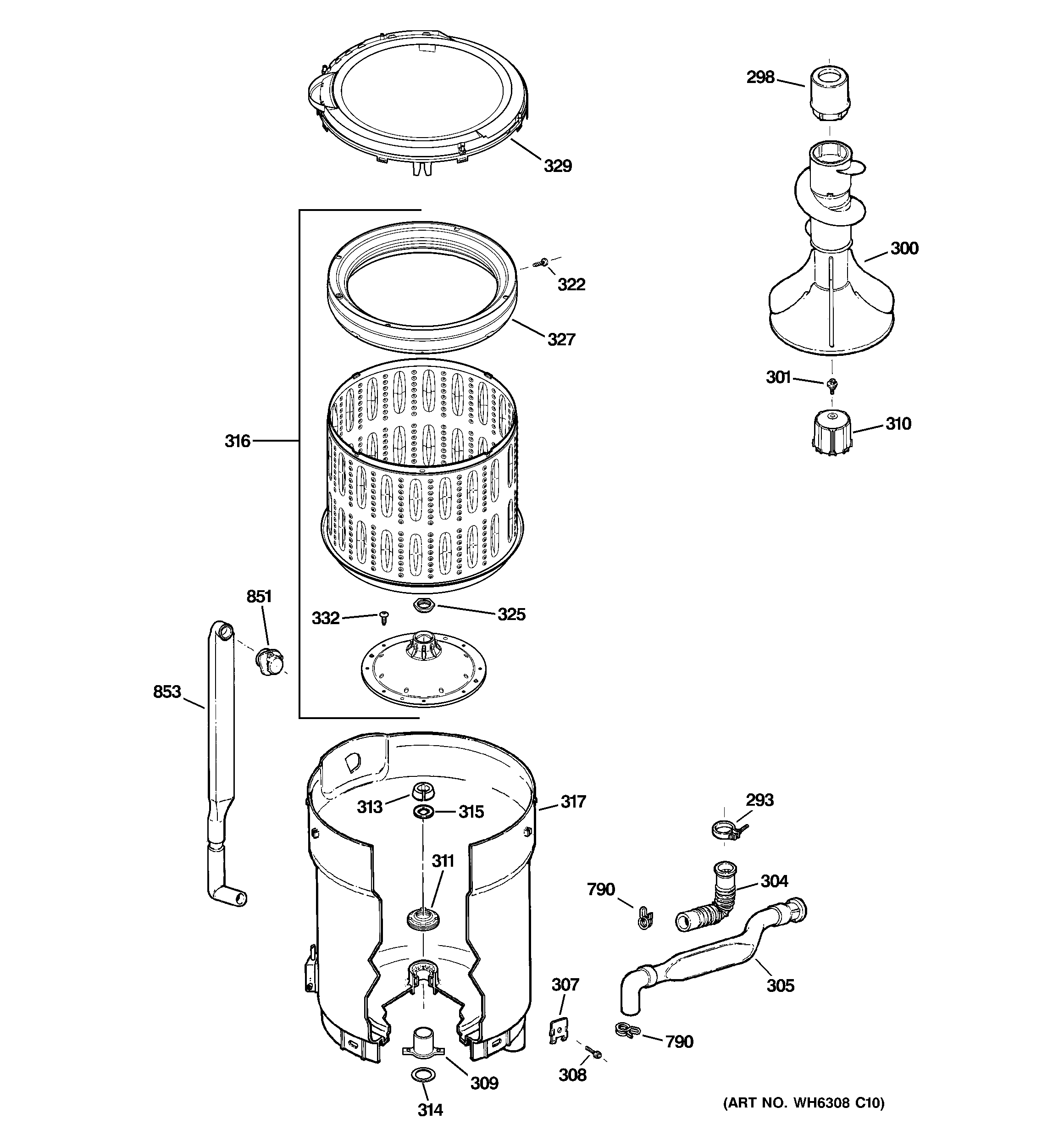 Tub, basket & agitator
