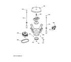 GE WCRE6270D1CC suspension, pump & drive components diagram