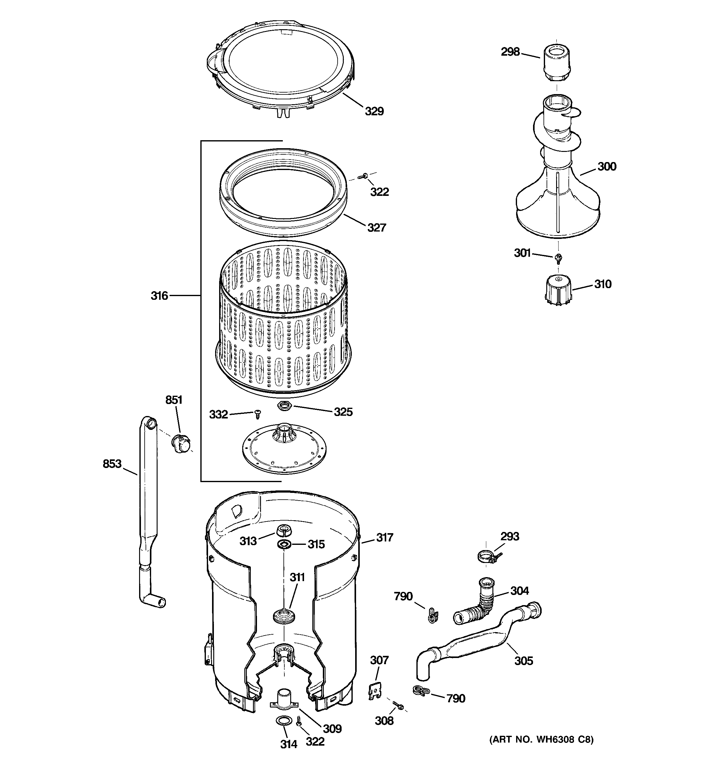 Tub, basket & agitator