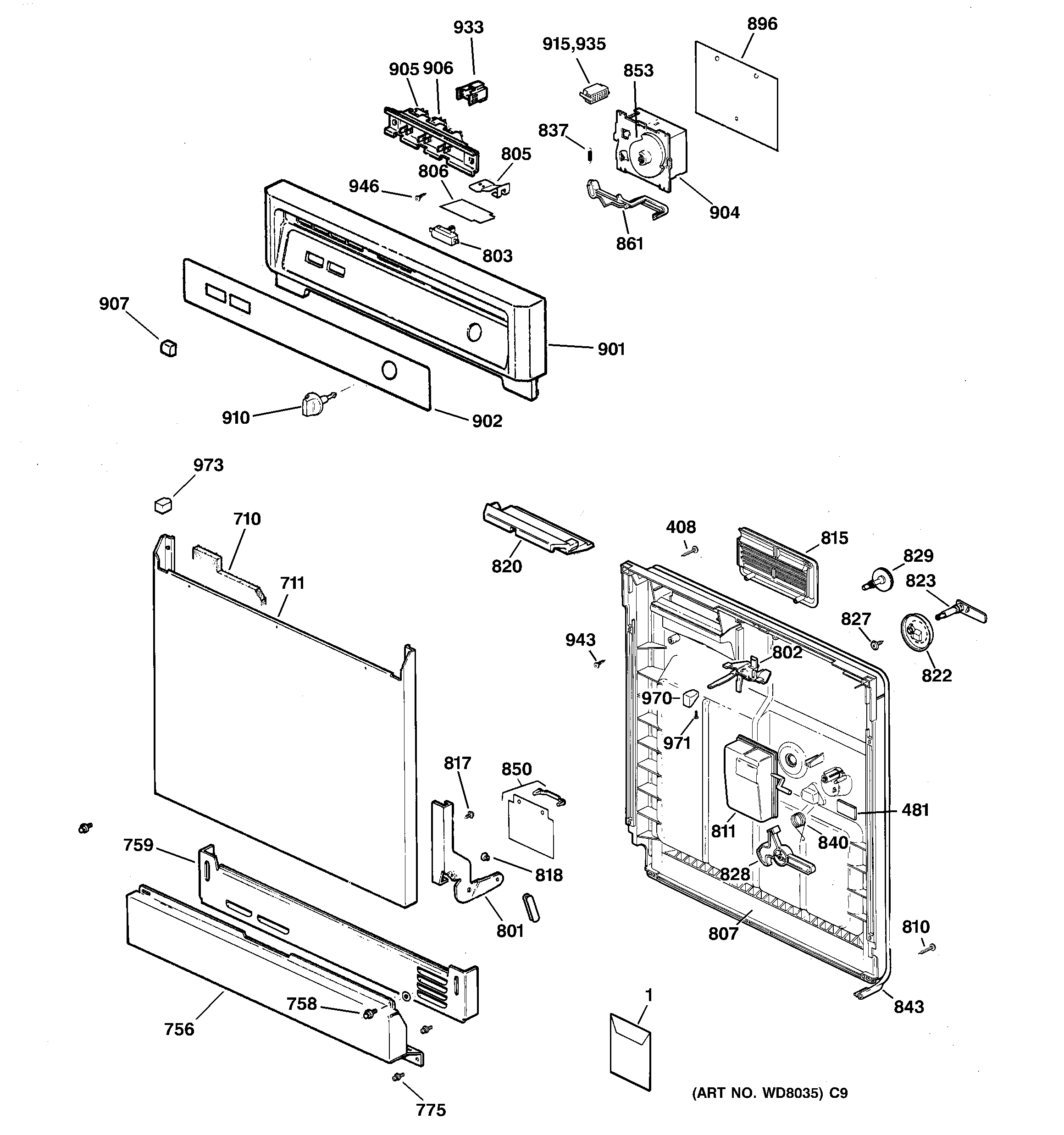 Escutcheon & door assembly