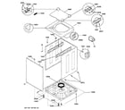 GE WSM2700WAWWW washer lower cabinet & top diagram