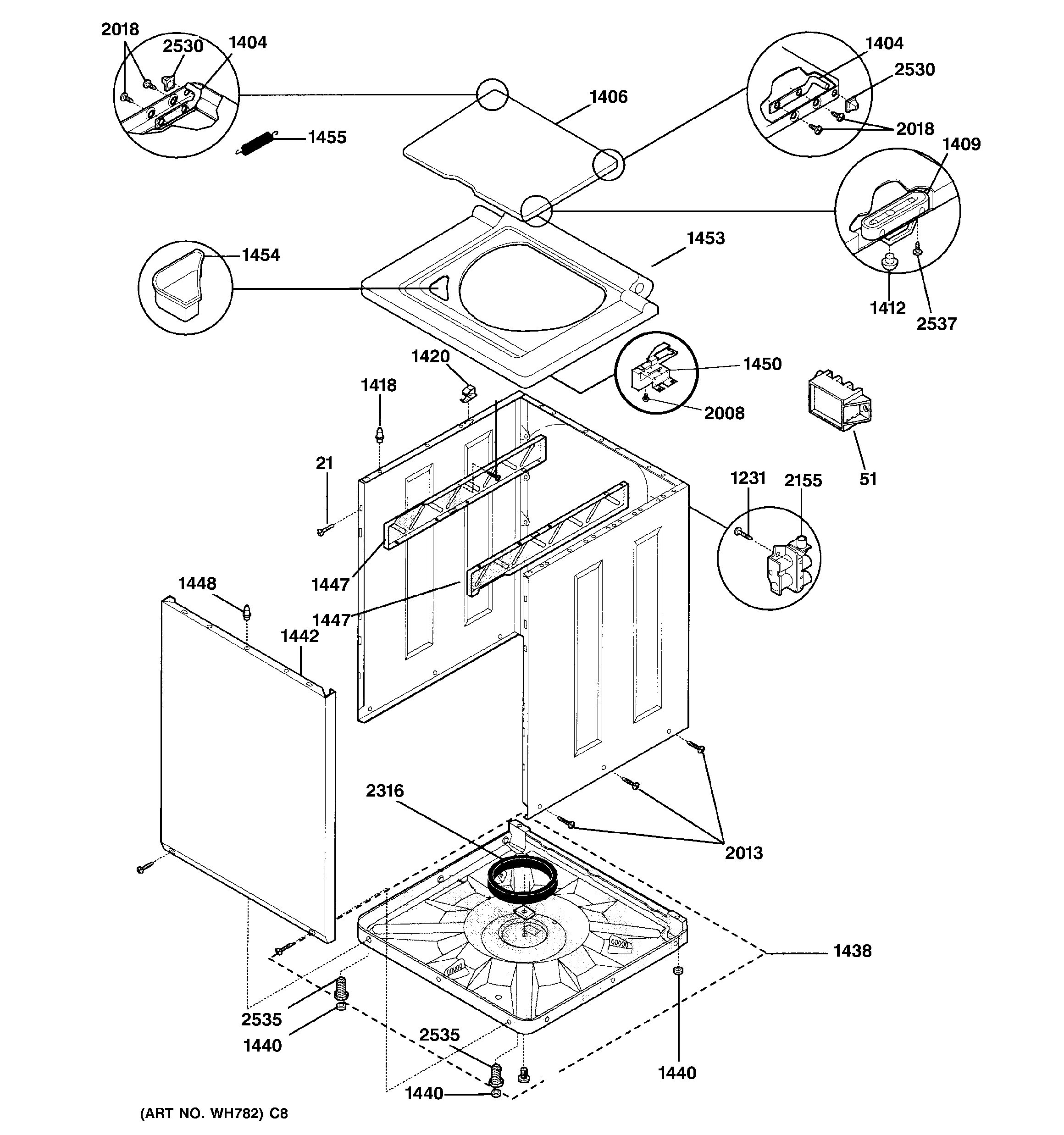 Washer lower cabinet & top