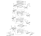 GE PSB42LSRBV fresh food shelves diagram