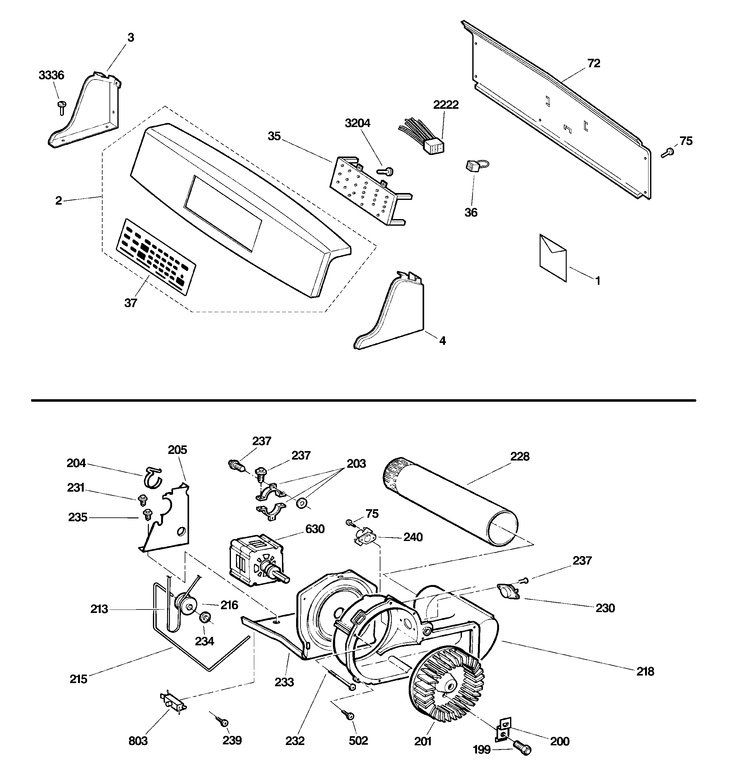 BACKSPLASH, BLOWER & MOTOR