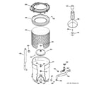 GE WVSR1060D5WW tub, basket & agitator diagram