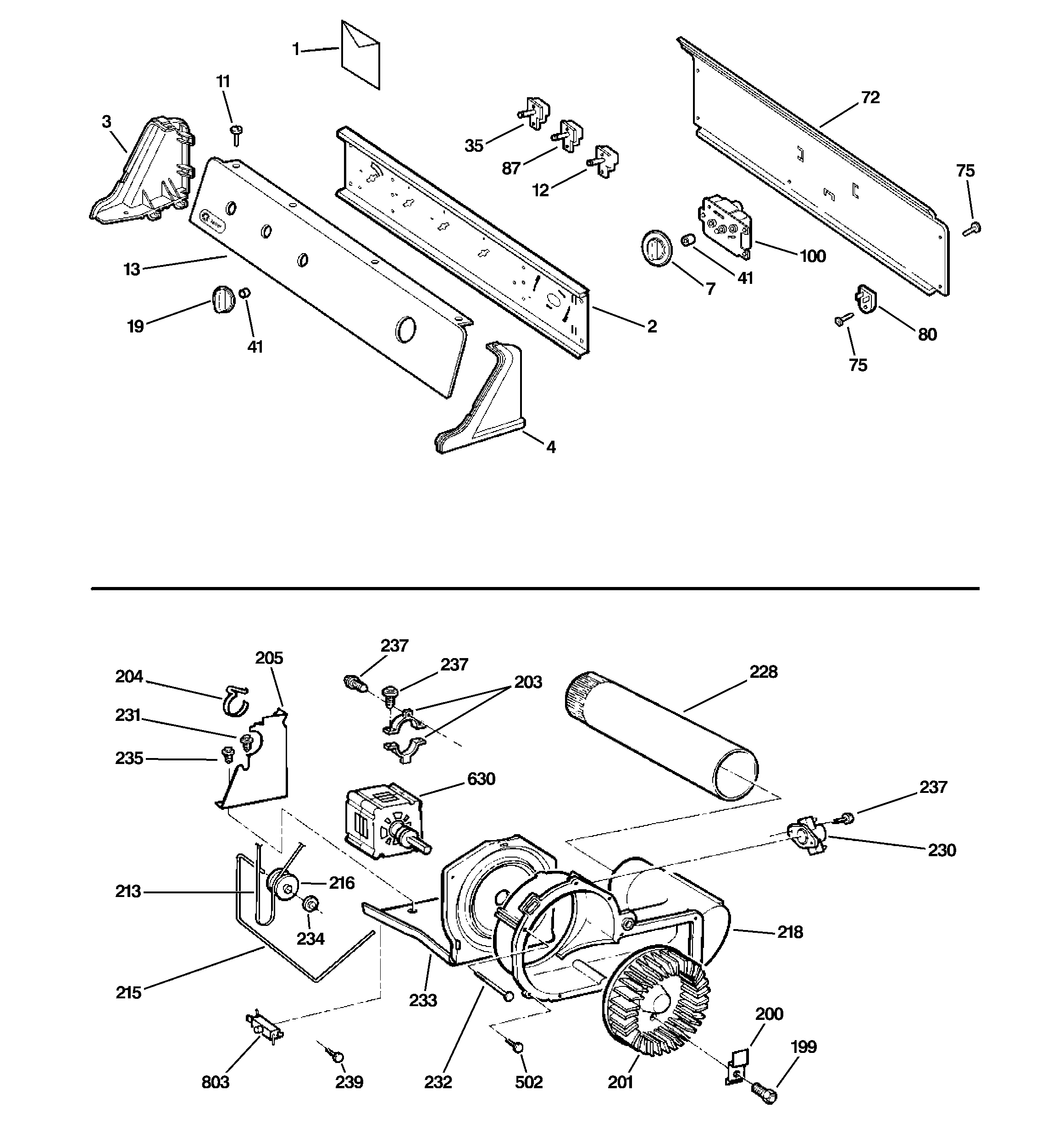 CONTROLS, BACKSPLASH, BLOWER & MOTO