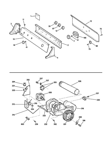 Controls, backsplash, blower & moto