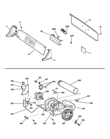 Controls, backsplash, blower & moto