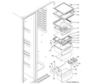 GE GSC23LSRASS fresh food shelves diagram